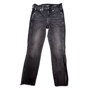 J. Crew Black 9" Vintage Slim Straight Jeans Women 25 AB280 Raw Hem Stretch